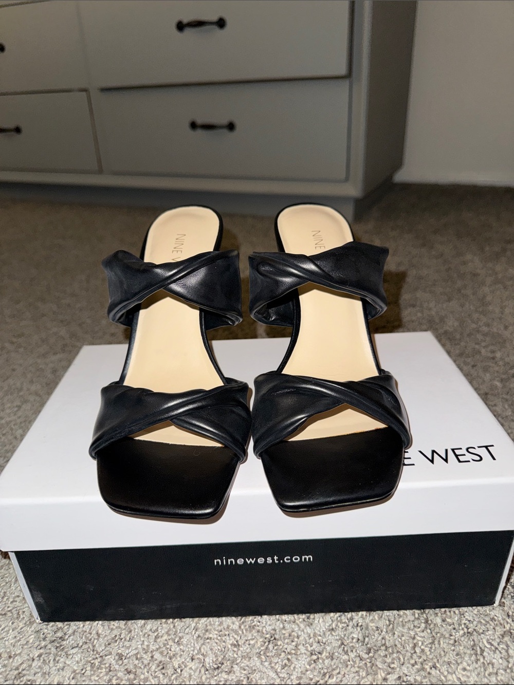 Nine West Square Toe Stiletto Mules - Picture 2 of 5